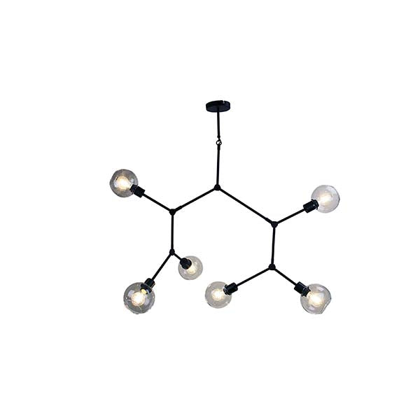 Clear Glass | Contemporary Pendant Lamp Black | 170 Cm