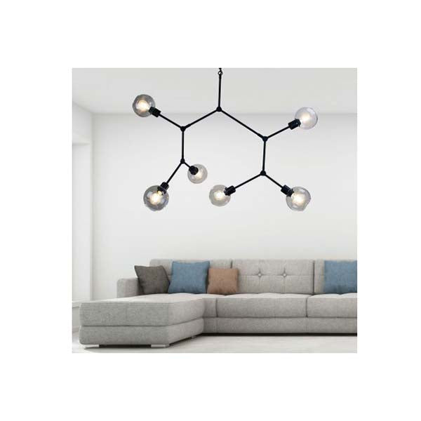 Clear Glass | Contemporary Pendant Lamp Black | 170 Cm